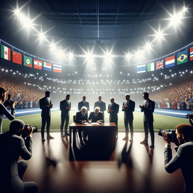 Penandatanganan FIFA MoU antara FIFA dan federasi sepakbola nasional di panggung resmi