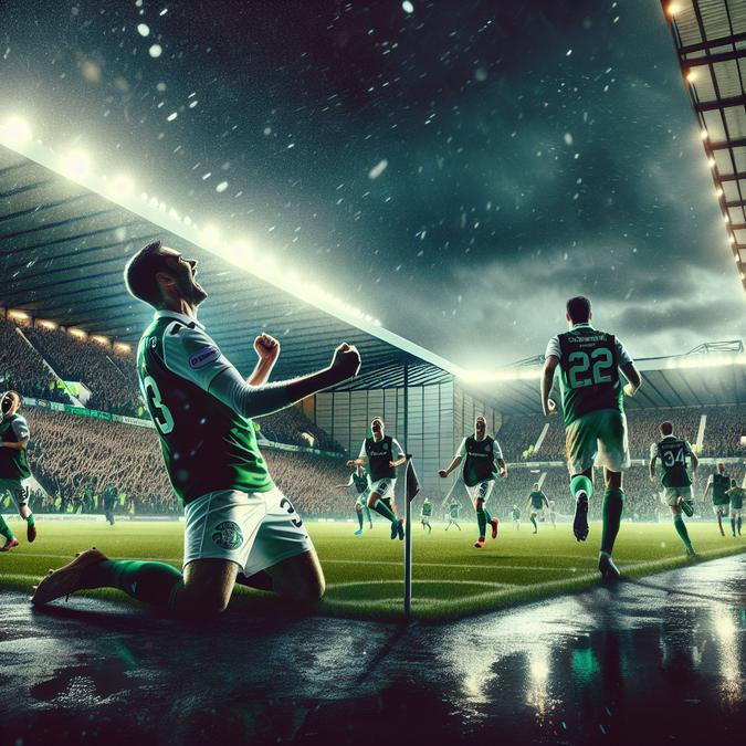 Selebrasi pemain Hibs usai kemenangan besar di Scottish Premiership