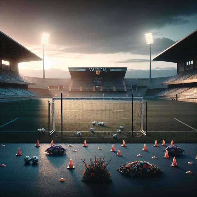 Suasana duka Sepak Bola Spanyol di lapangan latihan Valencia yang kosong